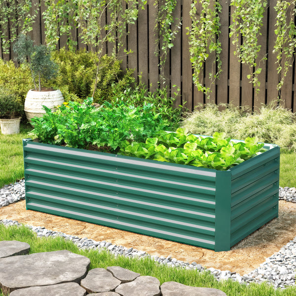 Galvanized Raised Garden Bed, 6' x 3' x 2' Outdoor Metal Planter Box, Standing Raised Bed for Growing Flowers, Herbs and Vegetables, Dark Green