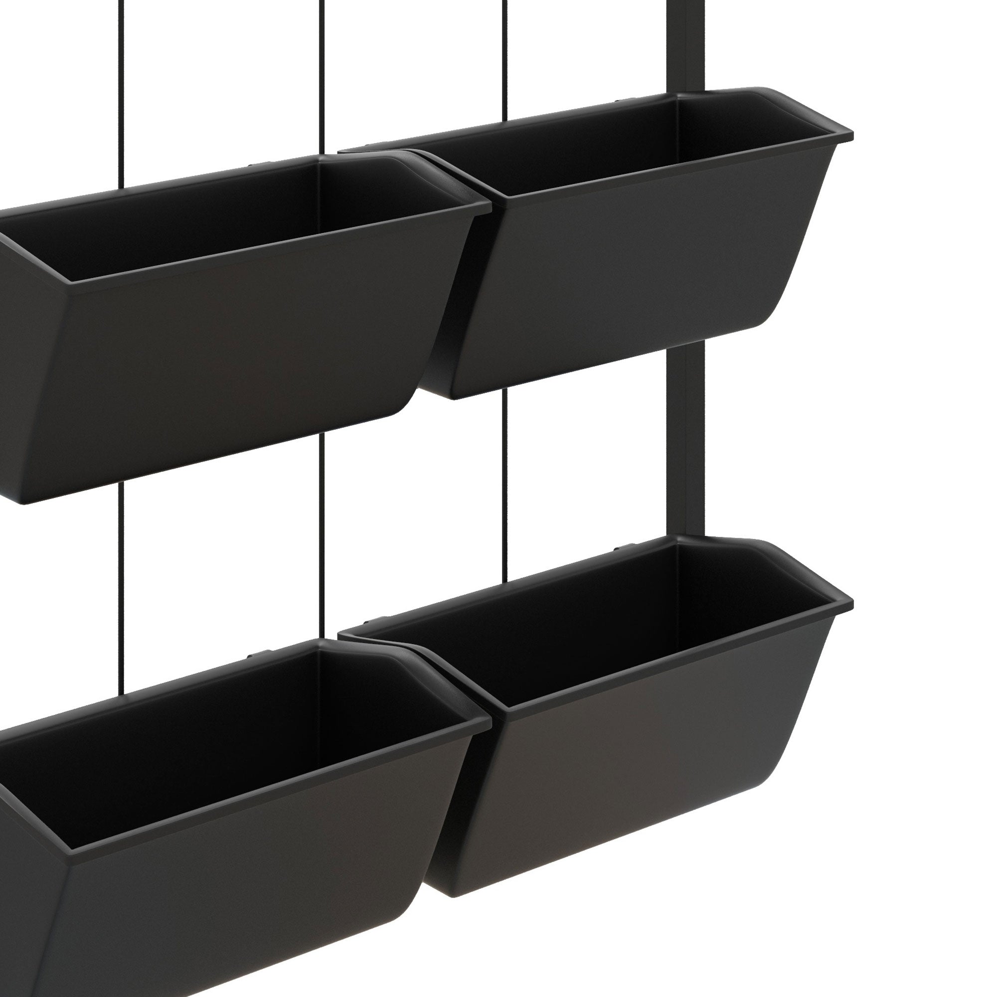 horizontal hanging planter Outsunny Wall Planter with 6 Pots, 3-Tier Design, Black, Ideal for Flowers and Vegetables, Enhances Garden Space