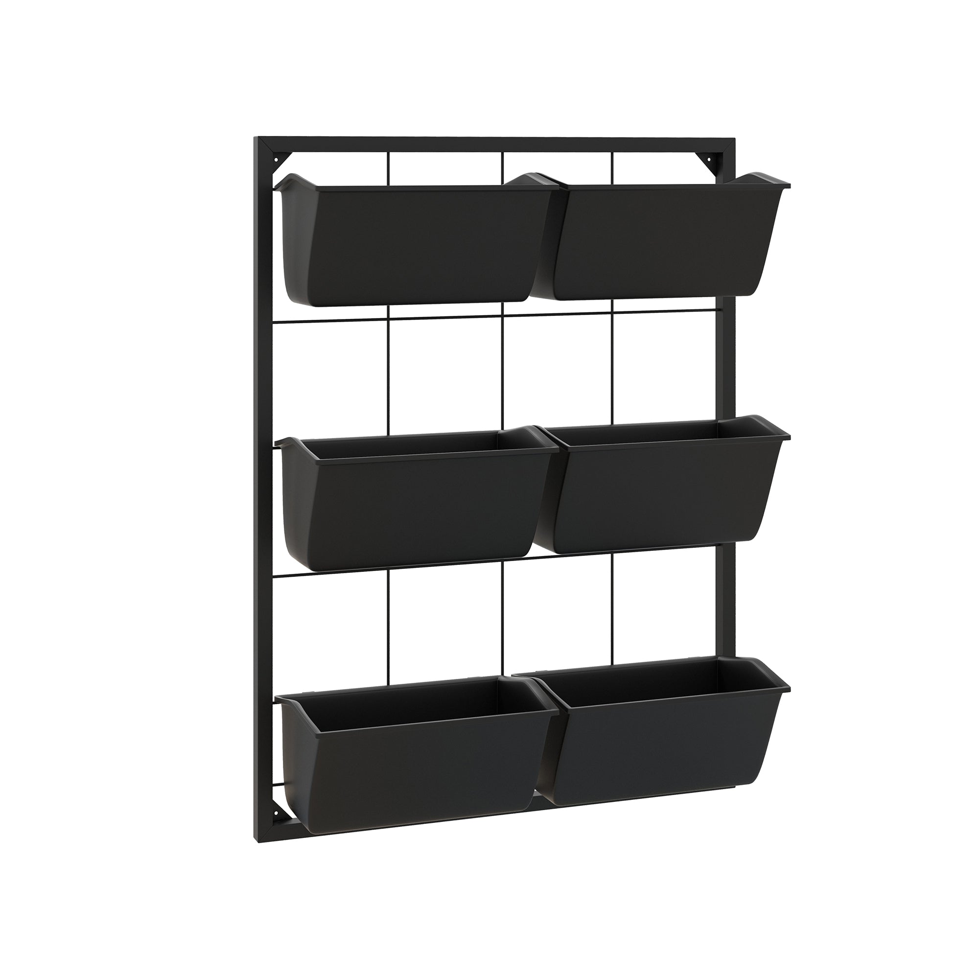 black indoor wall planter Outsunny Wall Planter with 6 Pots, 3-Tier Design, Black, Ideal for Flowers and Vegetables, Enhances Garden Space