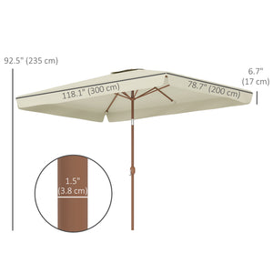 Patio Umbrella 118.1" x 78.7" Outdoor Parasol with Adjustable Angle, Aluminum Pole, Crank Handle, and UV50+ Protection, Garden and Patio Umbrella in Beige