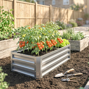 Galvanized Raised Garden Bed, 4' x 2' x 1' Metal Planter Box, for Growing Vegetables, Flowers, Herbs, Succulents, Silver