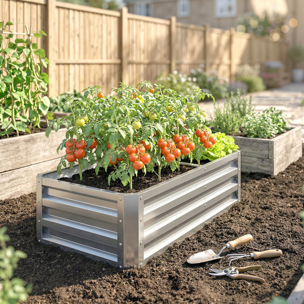 Galvanized Raised Garden Bed, 4' x 2' x 1' Metal Planter Box, for Growing Vegetables, Flowers, Herbs, Succulents, Silver