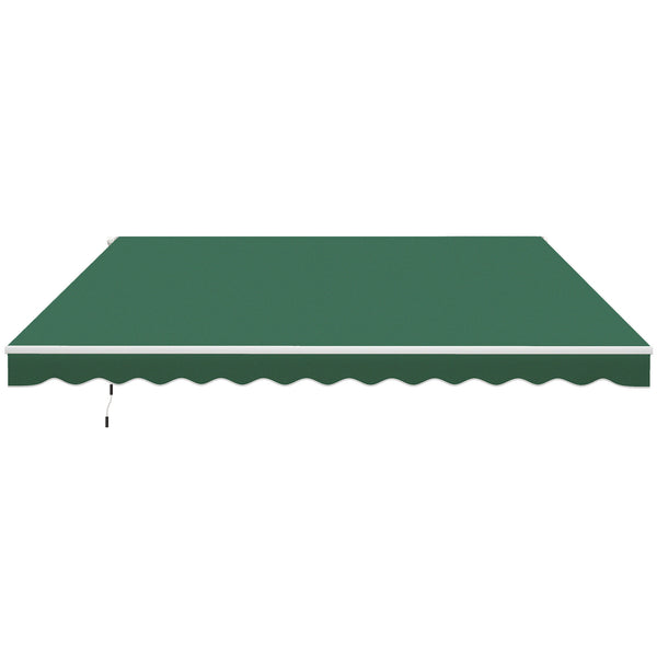 Outsunny 12' x 10' Retractable Awning Patio Awnings Sun Shade Shelter with Manual Crank Handle, 280g/m² UV & Water-Resistant Fabric and Aluminum Frame for Deck, Balcony, Yard, Green