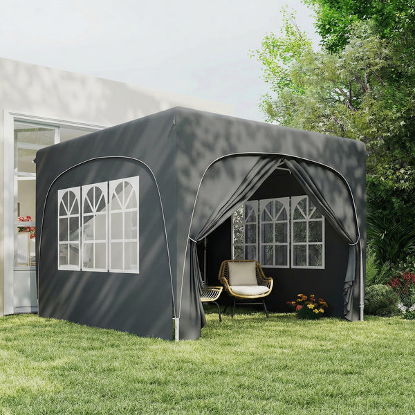 3 x 3(m) Pop Up Gazebo with Sides and Carry Bag, UPF50+, Height Adjustable Party Tent Instant Event Shelter for Garden, Outdoor, Patio, Dark Grey