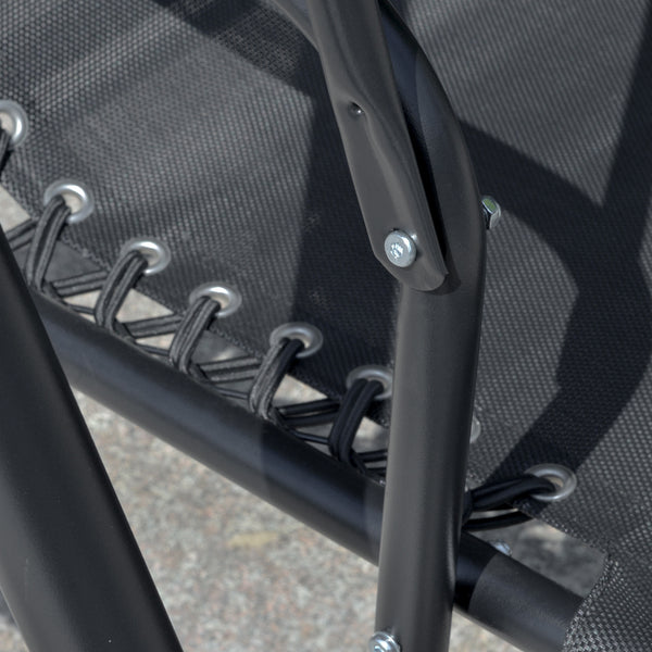 2 Person Covered Porch Swing Patio Swing with Pivot Storage Table, Cup Holder, & Adjustable Overhead Canopy, Black