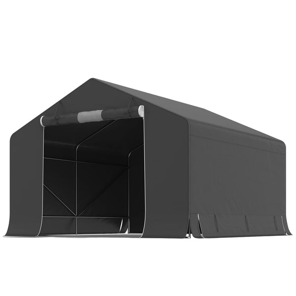 10' x 10' Portable Shed, Waterproof Bike Tent with Roll-up Zipper Door, Reinforced Galvanised Metal Frame, Outdoor Storage Shed for Bike Motorcycle Garden Tool, Dark Grey