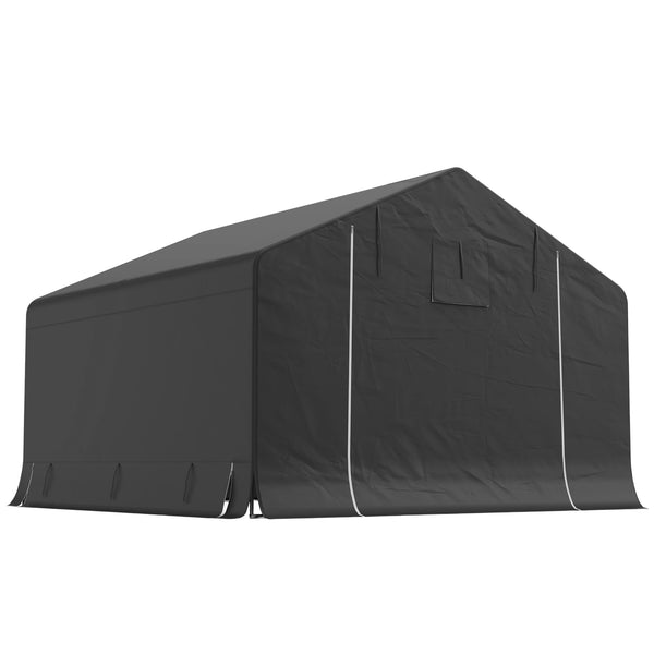 10' x 10' Portable Shed, Waterproof Bike Tent with Roll-up Zipper Door, Reinforced Galvanised Metal Frame, Outdoor Storage Shed for Bike Motorcycle Garden Tool, Dark Grey
