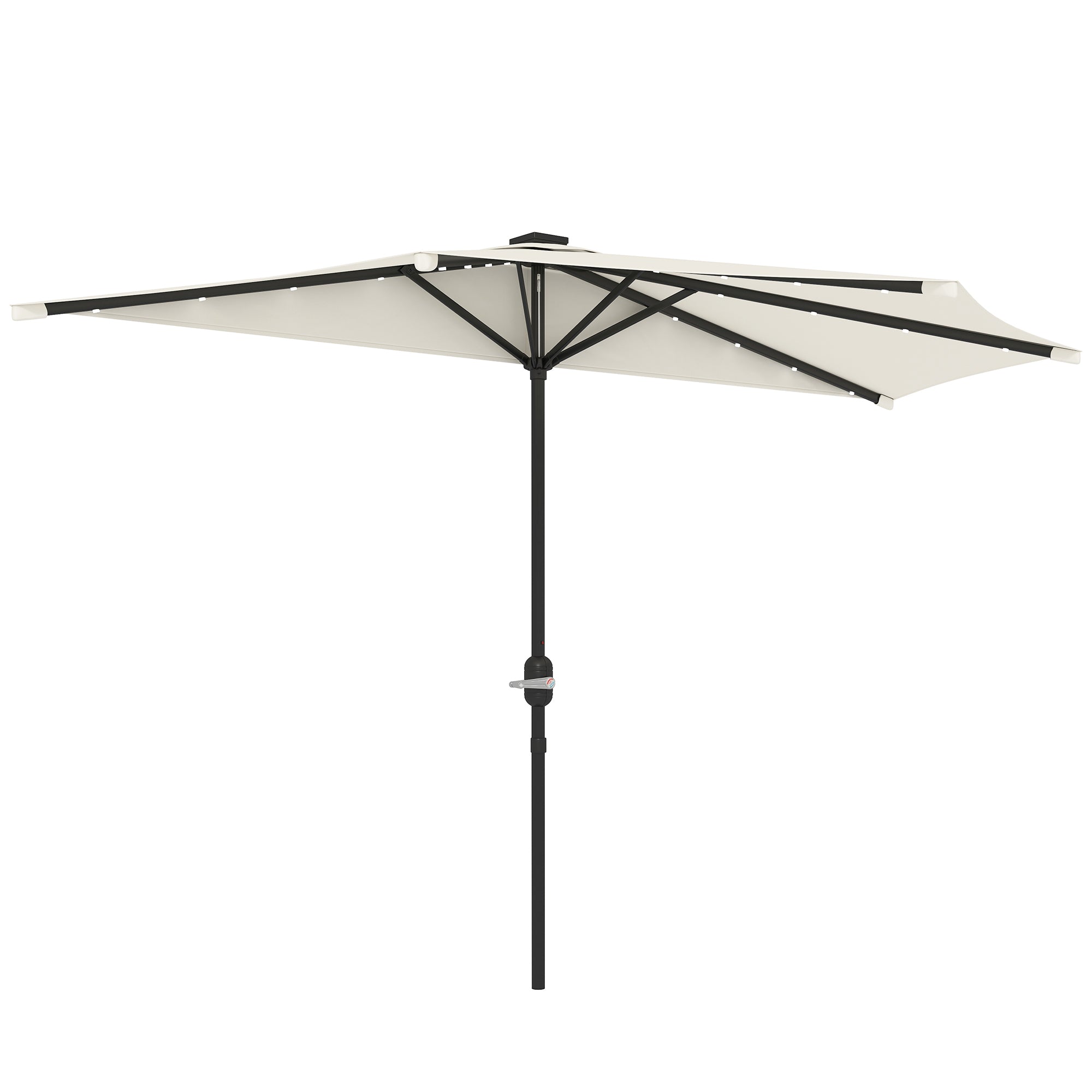 Outsunny UPF 30 Vented Half Patio Umbrella with Crank & Tilt, Cream White Outsunny UPF 30 Vented Half Patio Umbrella with Crank & Tilt, Cream White