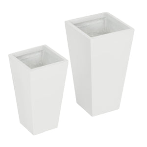 Outsunny 2-Pack Outdoor Planter Set, Flower Pots with Drainage Holes, Durable & Stackable Plant Pot, 22in & 18in, for Porch, Entryway, Patio, Yard, Garden, White