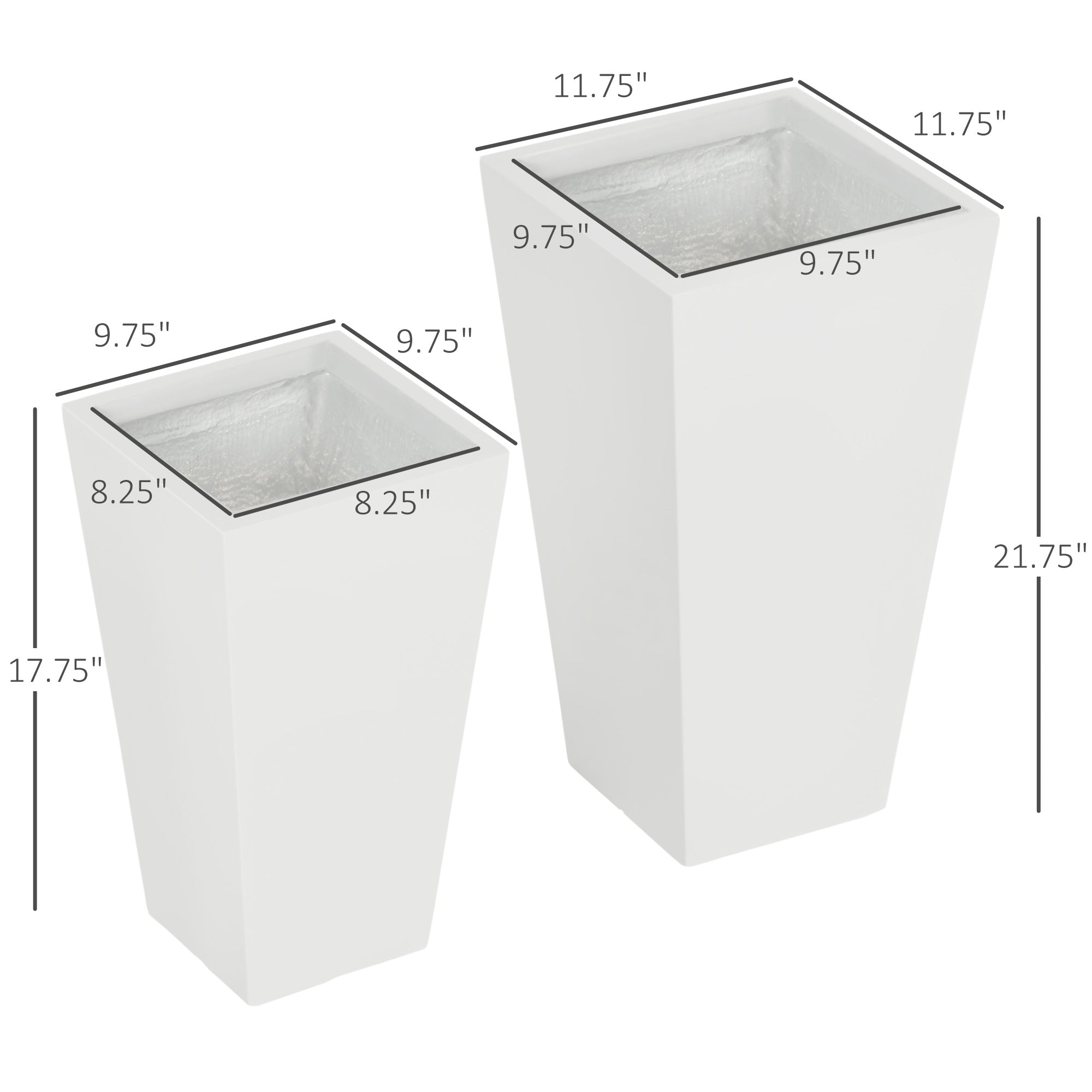25l plant pot dimensions Outsunny Outdoor Planter Set 2-Pack MgO Flower Pots White Drainage for Garden Patio Yard Elegance