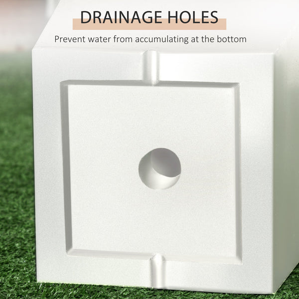 Set of 2 Tall Planters with Drainage Holes, 22" / 18" Outdoor Flower Pots for Patio, Yard, Garden, White