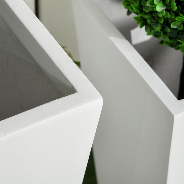 Set of 2 Tall Planters with Drainage Holes, 22" / 18" Outdoor Flower Pots for Patio, Yard, Garden, White
