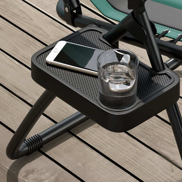 Zero Gravity Lounger Chair Set of 2, Folding Reclining Patio Chair with Padded Seat, Cup Holder, Soft Cushion and Headrest for Poolside, Camping, Green