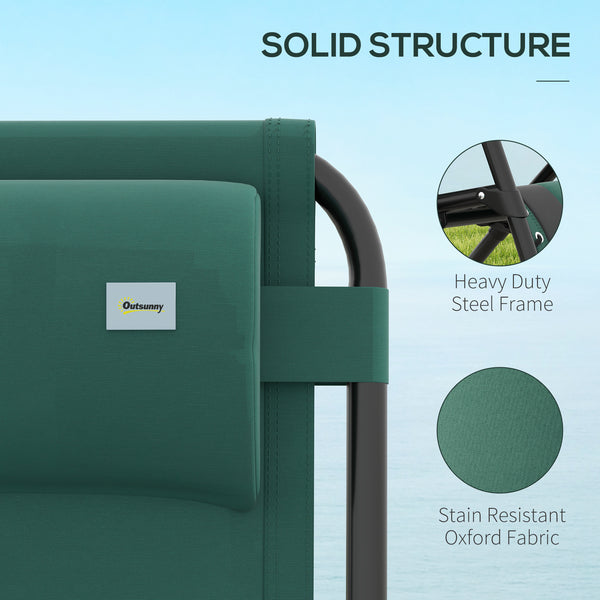 Zero Gravity Lounger Chair Set of 2, Folding Reclining Patio Chair with Padded Seat, Cup Holder, Soft Cushion and Headrest for Poolside, Camping, Green