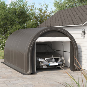 10' x 16' Carport, Heavy Duty Portable Garage / Storage Tent with Large Zippered Door, Anti-UV PE Canopy Cover for Car, Boat, Motorcycle, Bike, Garden Tools, Grey