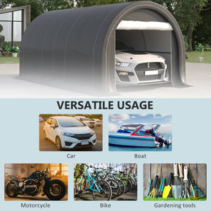 Outsunny 10' x 16' Carport, Heavy Duty Portable Garage Storage Tent with Large Zippered Door, Anti-UV PE Canopy Cover for Car, Truck, Boat, Motorcycle, Bike, Garden Tools, Outdoor Work, Gray