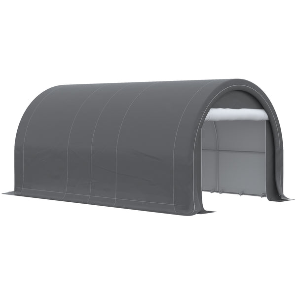 10' x 16' Carport, Heavy Duty Portable Garage / Storage Tent with Large Zippered Door, Anti-UV PE Canopy Cover for Car, Boat, Motorcycle, Bike, Garden Tools, Grey