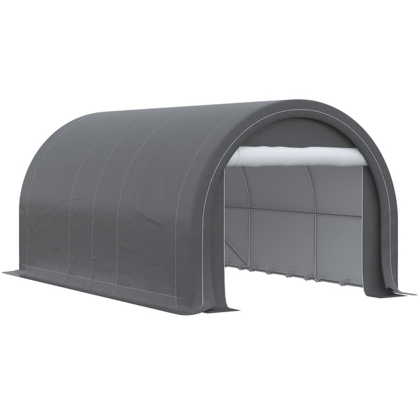 10' x 16' Carport, Heavy Duty Portable Garage / Storage Tent with Large Zippered Door, Anti-UV PE Canopy Cover for Car, Boat, Motorcycle, Bike, Garden Tools, Grey