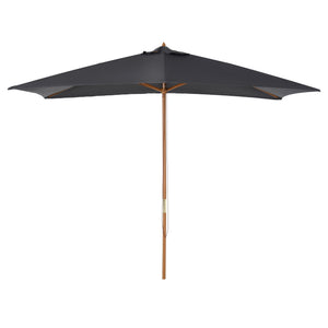7' x 10' Wooden Patio Umbrella, Rectangular Garden Parasol, Market Table Umbrella with Top Vent, Dark Grey
