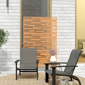 Metal Outdoor Privacy Screen, 78" H x 48" W Decorative Privacy Fence Screen, Freestanding Outdoor Divider with Stand, Climbing Plant Trellis for Garden Walkway, Balcony, Patio, Barcode Brown
