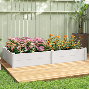 Vinyl Raised Garden Bed Kit, 6.5 x 3 x 1ft Elevated Garden Box with Divider, Open Bottom, Screwless Outdoor Planter Box for Flowers Herbs, DIY Assembly, White