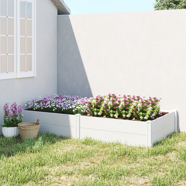 Vinyl Raised Garden Bed Kit, 6.5 x 3 x 1ft Elevated Garden Box with Divider, Open Bottom, Screwless Outdoor Planter Box for Flowers Herbs, DIY Assembly, White
