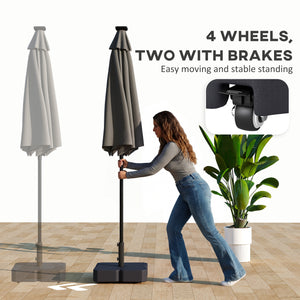 Patio Umbrella Base with Wheels, Square Heavy Duty Umbrella Stand Holder, 70 lbs Water or 88 lbs Sand Filled,  for 1.5"/1.9" Poles for Lawn, Outdoor, Black