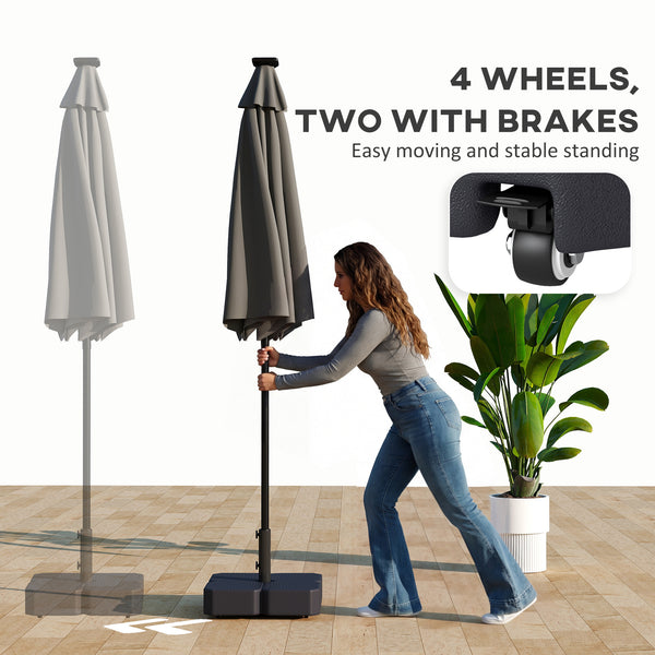 Patio Umbrella Base with Wheels, Square Heavy Duty Umbrella Stand Holder, 70 lbs Water or 88 lbs Sand Filled,  for 1.5"/1.9" Poles for Lawn, Outdoor, Black