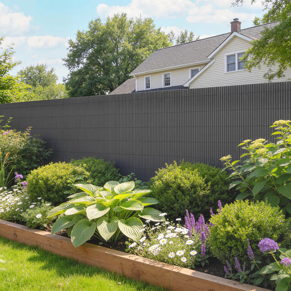 2Pcs Plastic Privacy Screening Fence, 1 m x 5 m Waterproof Windbreak Fence, UV-Resistant Garden Screening for Balcony, Terrace and Outdoor Use, Dark Grey