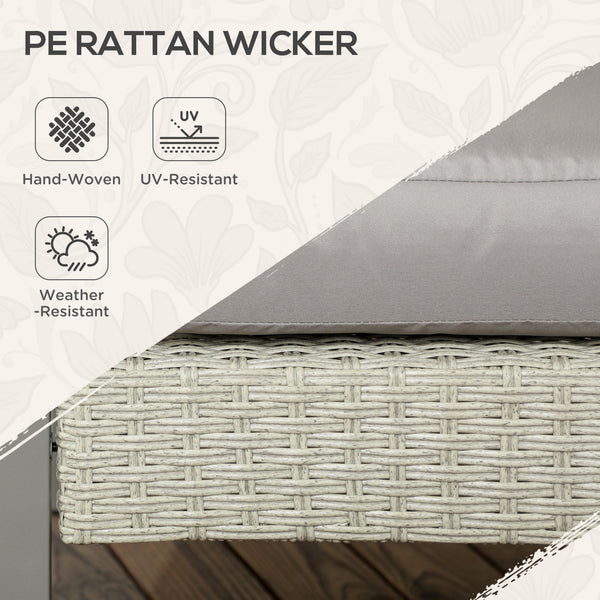 6 Pieces PE Rattan Garden Furniture Set with Sofa, Armchairs, Stool, Patio Sofa Set with Metal Coffee Table, Cushions, for Poolside, Light Grey