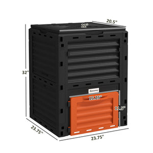 Garden Compost Bin 80 Gallon Outdoor Large Capacity Composter Fast Create Fertile Soil Aerating Box, Easy Assembly, Orange