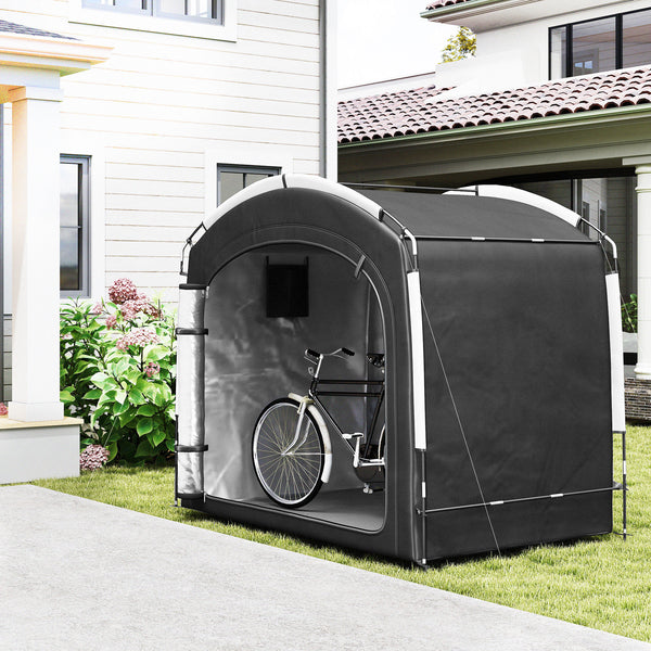 Bike Storage Tent, Portable Bicycle Storage Shed, Waterproof Outdoor Bike Cover with 210D Oxford Fabric and Carry Bag for 3-4 Bikes, Lawn Mower, Garden Tools, Black