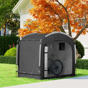 Bike Storage Tent, Portable Bicycle Storage Shed, Waterproof Outdoor Bike Cover with 210D Oxford Fabric and Carry Bag for 3-4 Bikes, Lawn Mower, Garden Tools, Black