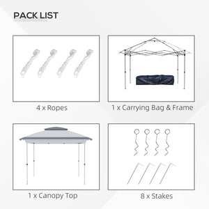 Outsunny 12' x 12' Pop Up Canopy Tent with Netting and Carry Bag, Instant Sun Shelter with 137 sq.ft Shade, Tents for Parties, Height Adjustable, for Outdoor, Garden, Patio, Gray