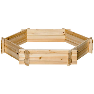 Outsunny Wooden Raised Garden Bed, Hexagon Screwless Planters for Outdoor Plants, Vegetables, Flowers, Herbs, 39" x 36" x 6", Natural Wood