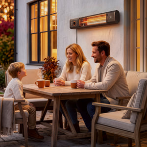 2000 W Electric Infrared Patio Heater with Cover, Free Standing/Wall Mounted IP65 Outdoor Garden Heater with Knob/Remote Control, 8 Heating Levels, 8H Timer, Tip-over Protection, Black