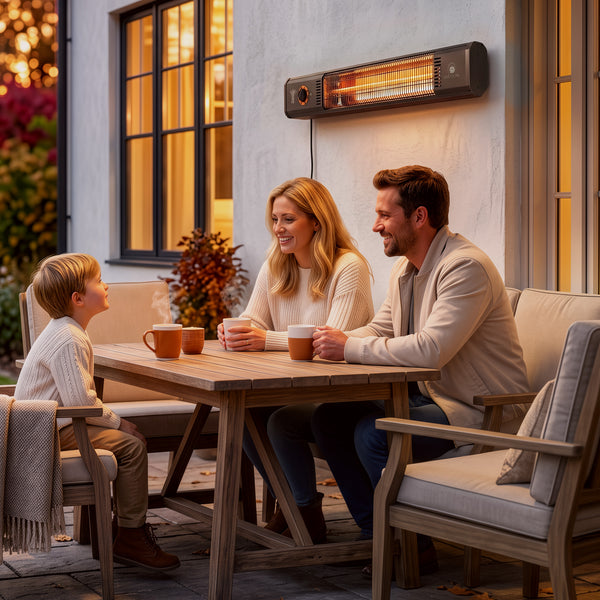 2000 W Electric Infrared Patio Heater with Cover, Free Standing/Wall Mounted IP65 Outdoor Garden Heater with Knob/Remote Control, 8 Heating Levels, 8H Timer, Tip-over Protection, Black