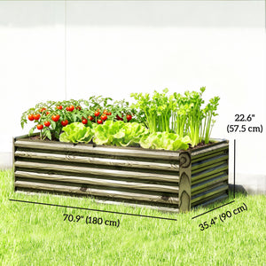 Galvanized Raised Garden Bed, 6' x 3' x 2' Outdoor Metal Planter Box, Standing Raised Bed for Growing Flowers, Herbs and Vegetables, Light Wood Effect