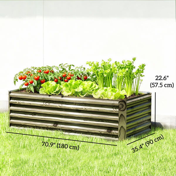 Galvanized Raised Garden Bed, 6' x 3' x 2' Outdoor Metal Planter Box, Standing Raised Bed for Growing Flowers, Herbs and Vegetables, Light Wood Effect
