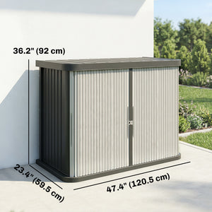 127 Gallon Outdoor Storage Box, Plastic Deck Box, Splash-Resistant & UV Resistant Garden Storage Container for Patio, Porch, Poolside, Light Brown
