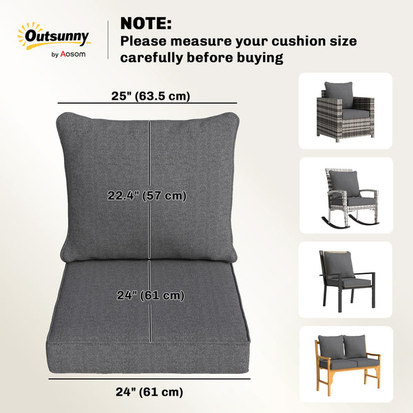 Outdoor Chair Cushions Set of 4, 24" x 24" Fade Resistant Patio Chair Cushions for Outdoor Furniture, Outdoor Seat Cushions, Grey