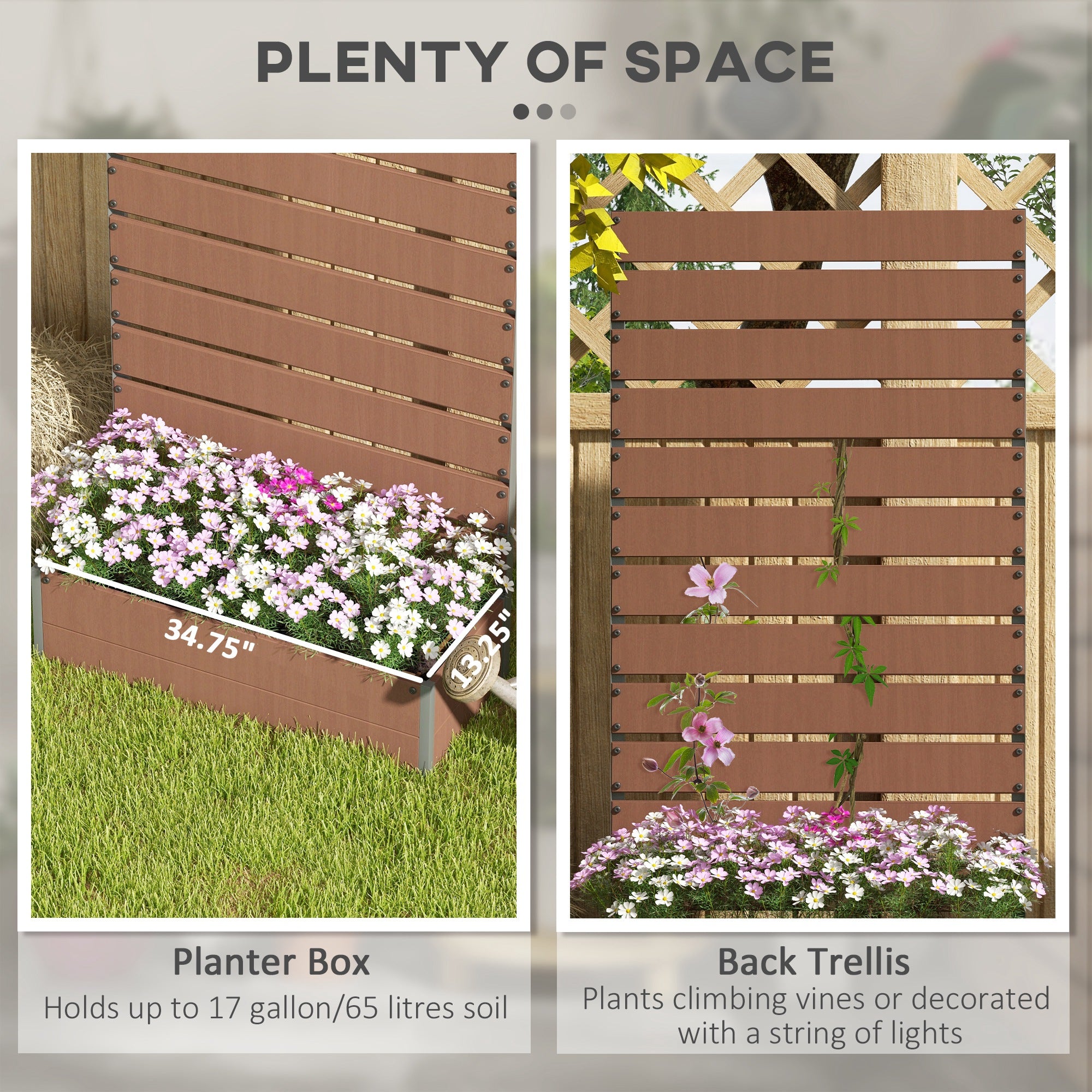 freestanding trellis for climbing plants Outsunny Trellis Planter for Climbing Plants, Raised Garden Bed with Trellis, Planter Box for Outdoor, Garden, Light Brown