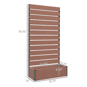 Outsunny Raised Garden Bed with Trellis for Climbing Plants, Planter Box with Self Draining Gap, Freestanding Trellis Planter for Outdoor, Patio, Deck, 35.75" x 15" x 70.75", Light Brown