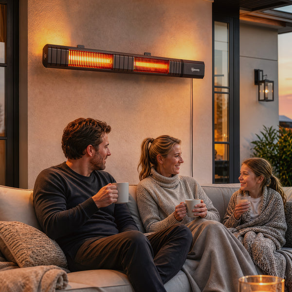 3000 W Electric Infrared Patio Heater, Wall Mounted IP65 Waterproof Outdoor Garden Heater with 9 Heat Settings, 24H Timer, Touch/Remote Control, LED Display for Indoor & Outdoor, Black