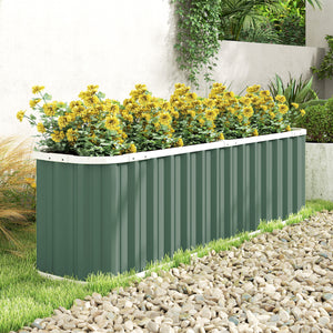 Galvanized Raised Garden Bed, 7' x 2' x 2' Deep Rot Planter Box with Gloves and Plant Labels, Metal Outdoor Garden Bed for Flowers, Herbs and Vegetables, Light Green