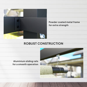 3 x 4m Metal Pergola with Retractable Roof and Roller Shade, Free Standing Gazebo Canopy Pergola Kit, UPF30+ Outdoor Sun Shelter, Beige