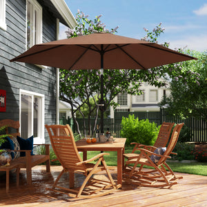 2.6 m Garden Parasol Umbrella with Aluminium Pole, Outdoor Table Market Patio Umbrella Sun Shade with Tilt and Crank, Vent, Coffee