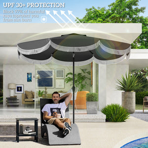 Outsunny 9FT Patio Umbrella, UPF 30+ Outdoor Market Umbrella with Crank, 8 Ribs, Push Button Tilt, Vented Patio Table Umbrella for Deck Backyard Lawn, Charcoal Gray