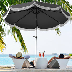 Outsunny 9FT Patio Umbrella, UPF 30+ Outdoor Market Umbrella with Crank, 8 Ribs, Push Button Tilt, Vented Patio Table Umbrella for Deck Backyard Lawn, Charcoal Gray