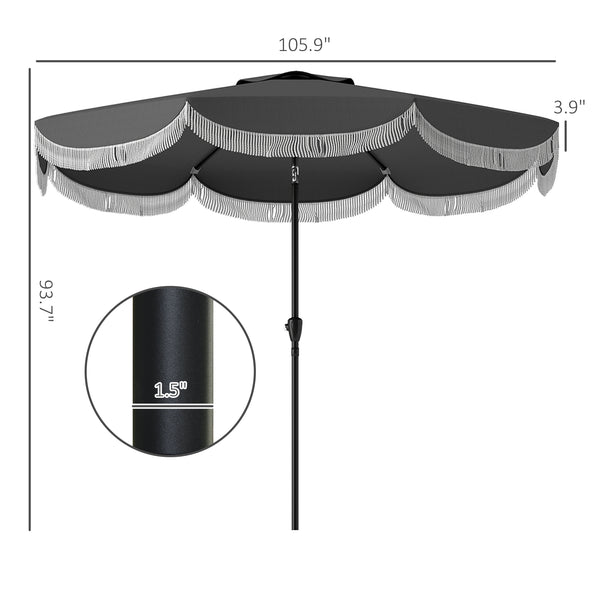 Outsunny 9FT Patio Umbrella, UPF 30+ Outdoor Market Umbrella with Crank, 8 Ribs, Push Button Tilt, Vented Patio Table Umbrella for Deck Backyard Lawn, Charcoal Gray